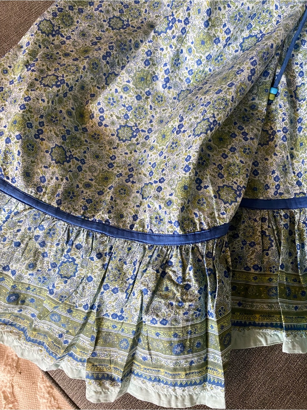 Vintage Blue and Green Floral Halter Cotton Maxi Dress Size S - Picture 7 of 11
